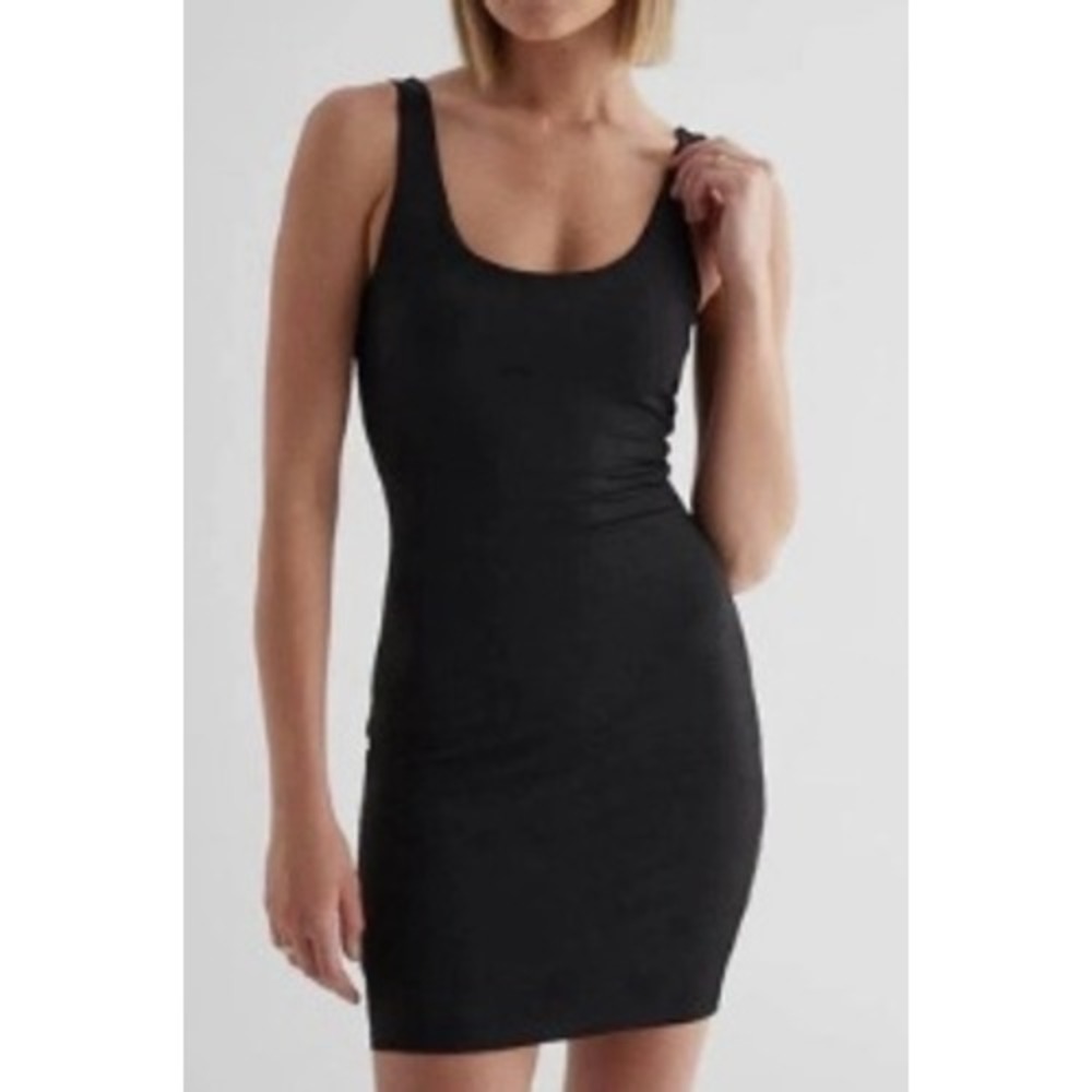 Express Body Contour High Compression Scoop Neck Mini Dress Black Medium NWT
